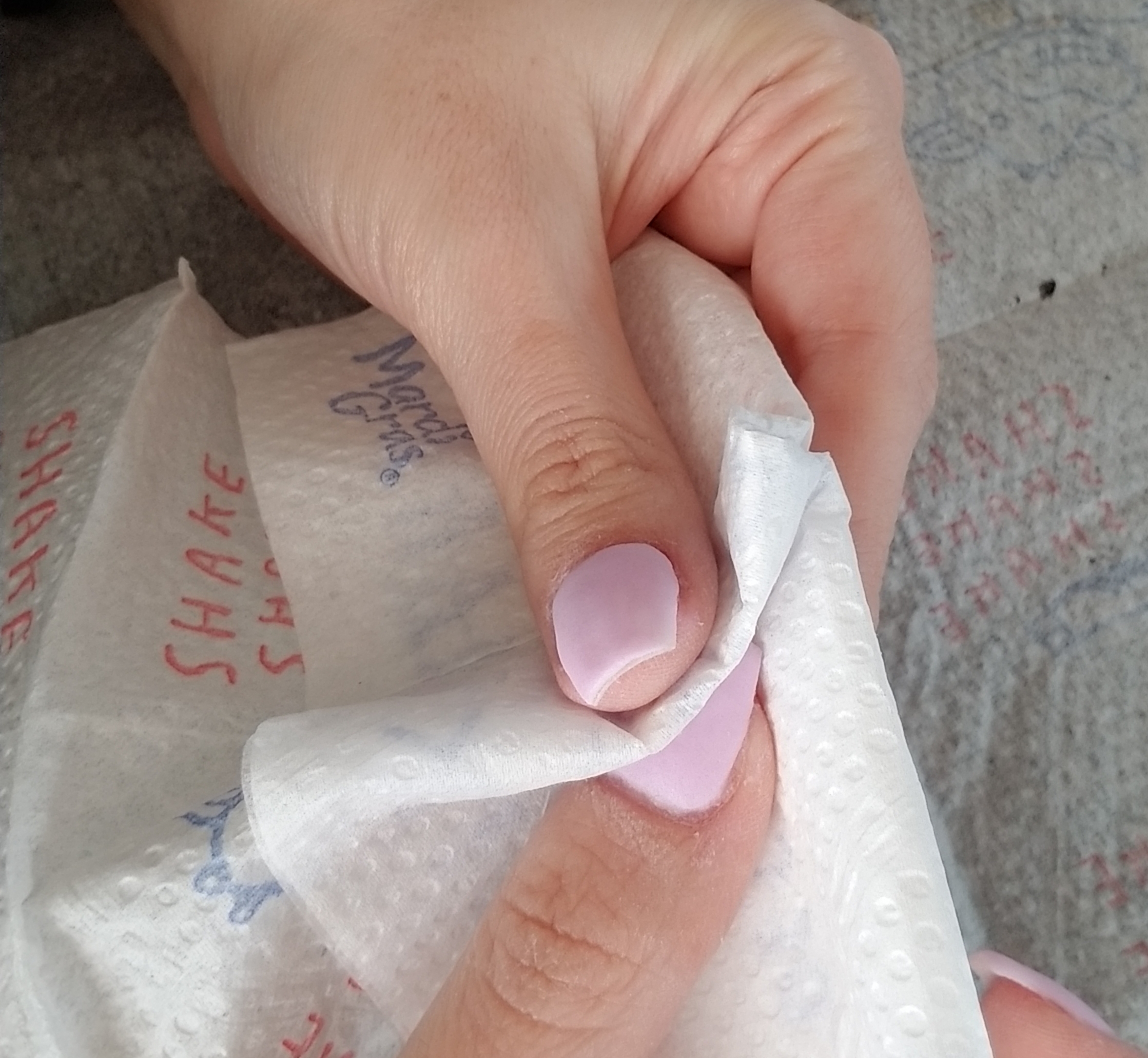 wipe nails with lint free cloth